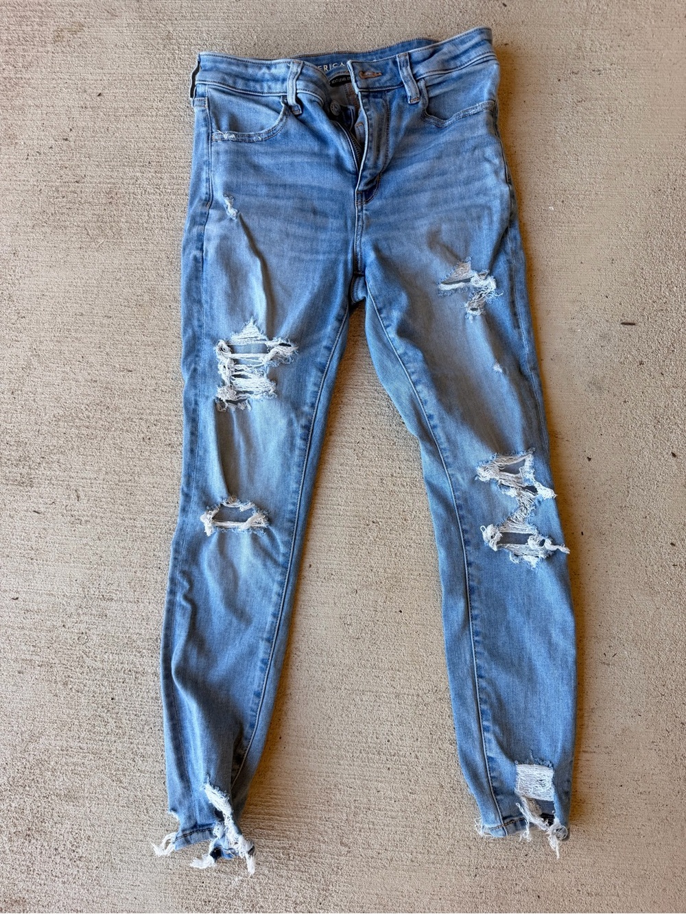 American Eagle Outfitters Light Blue Ripped Skinny Jeans
